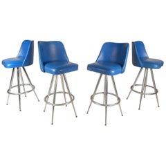 Set of Four Mid-Century Modern Swivel Bar Stools by L & B Products Corporation