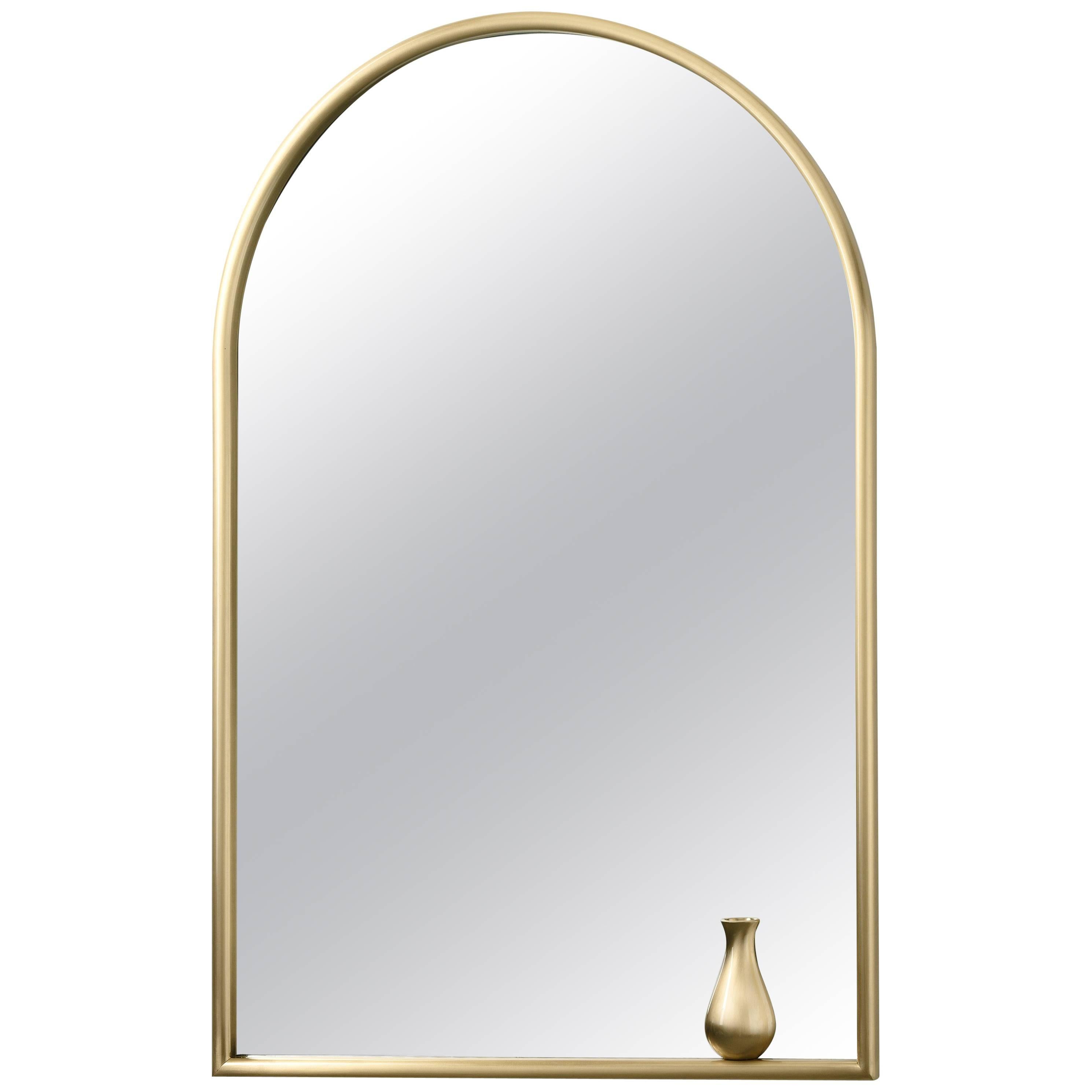 Portrait with Little Vase Brass Mirror Designed by Elisa Giovannoni For Sale