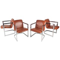 Set of Four Mid-Century Modern Cantilever Chairs in the Style of Milo Baughman 3