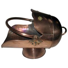 19th Century Scottish Helmet Copper Coal Scuttle 11