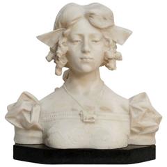 Grand Tour Carrara Marble Bust of Dante's Beatrice, Italian, 19th Century 6