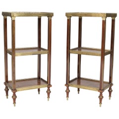 Pair of Louis XVI Style Three-Tier Side Tables