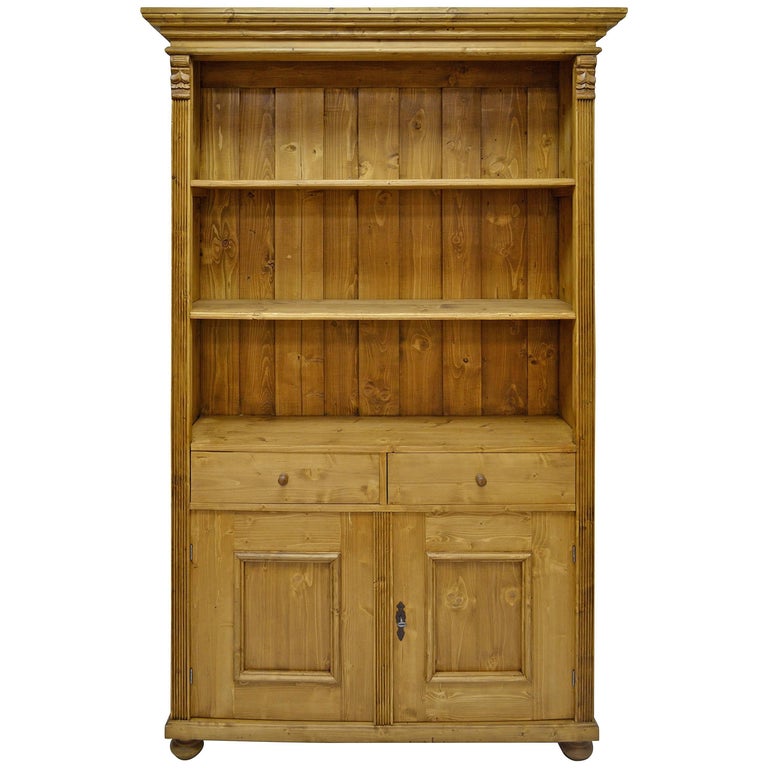Pine Bookcase with Two Doors and Two Drawers at 1stDibs bookcases