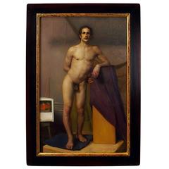 Vintage Oil Painting of a Male Nude Signed Thomson, 1966