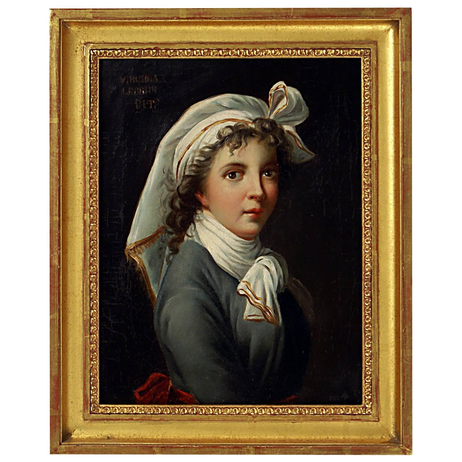 Oil Painting Portrait of Vigee Lebrun's Daughter After the Original, circa 1860