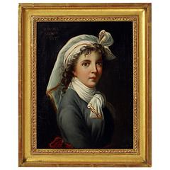 Oil Painting Portrait of Vigee Lebrun's Daughter After the Original, circa 1860