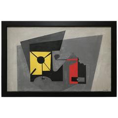 Red Yellow and Grey Geometric Abstraction by David Segel