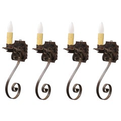 1 of 4 Single 1920s Spanish Revival Wrought Iron Sconce
