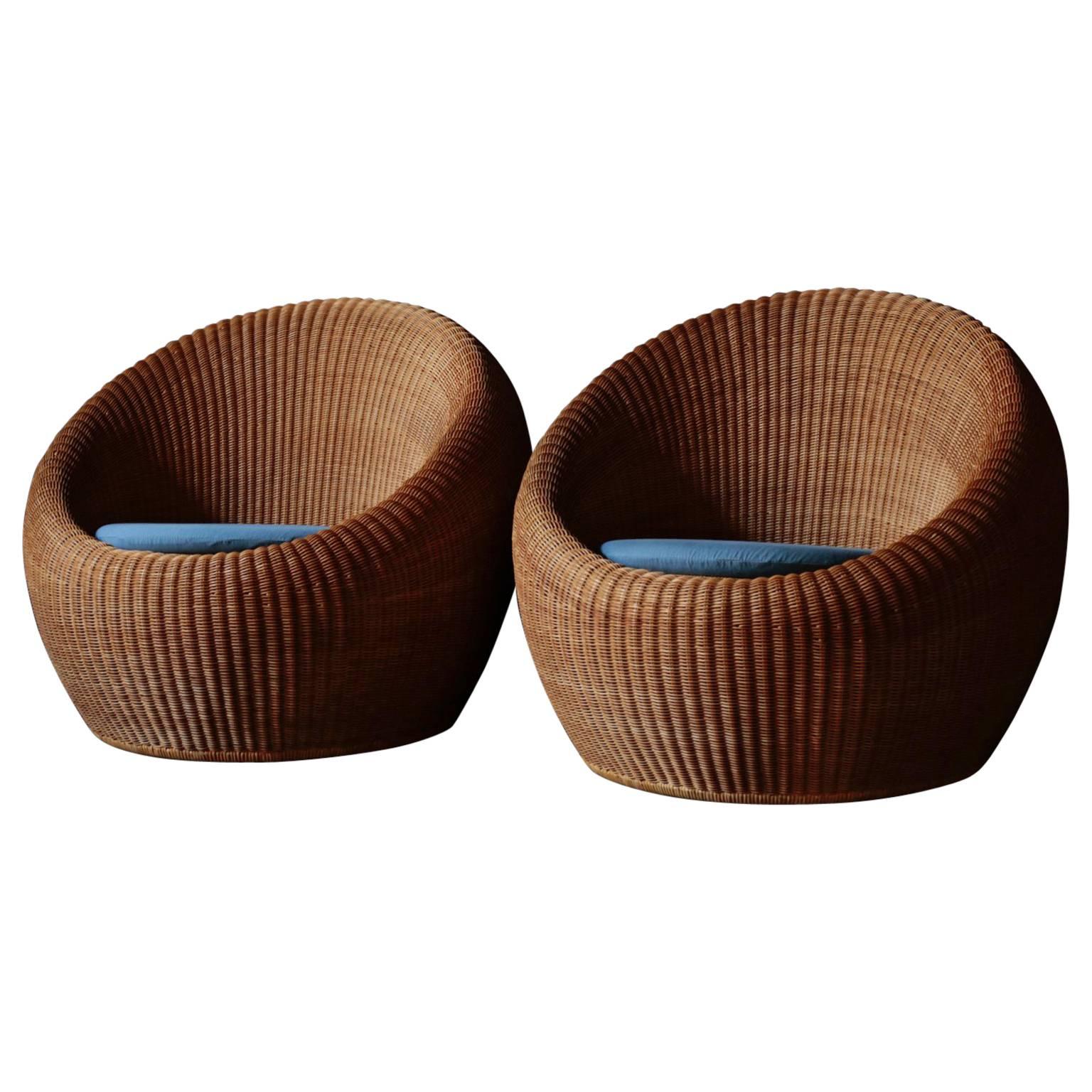 Pair of Isamu Kenmochi Rattan Chairs