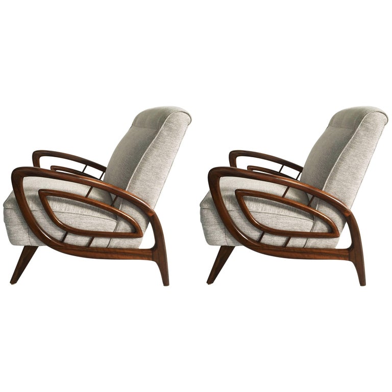 Pair of MidCentury Australian Walnut Armchairs by Jakob Rudowski For