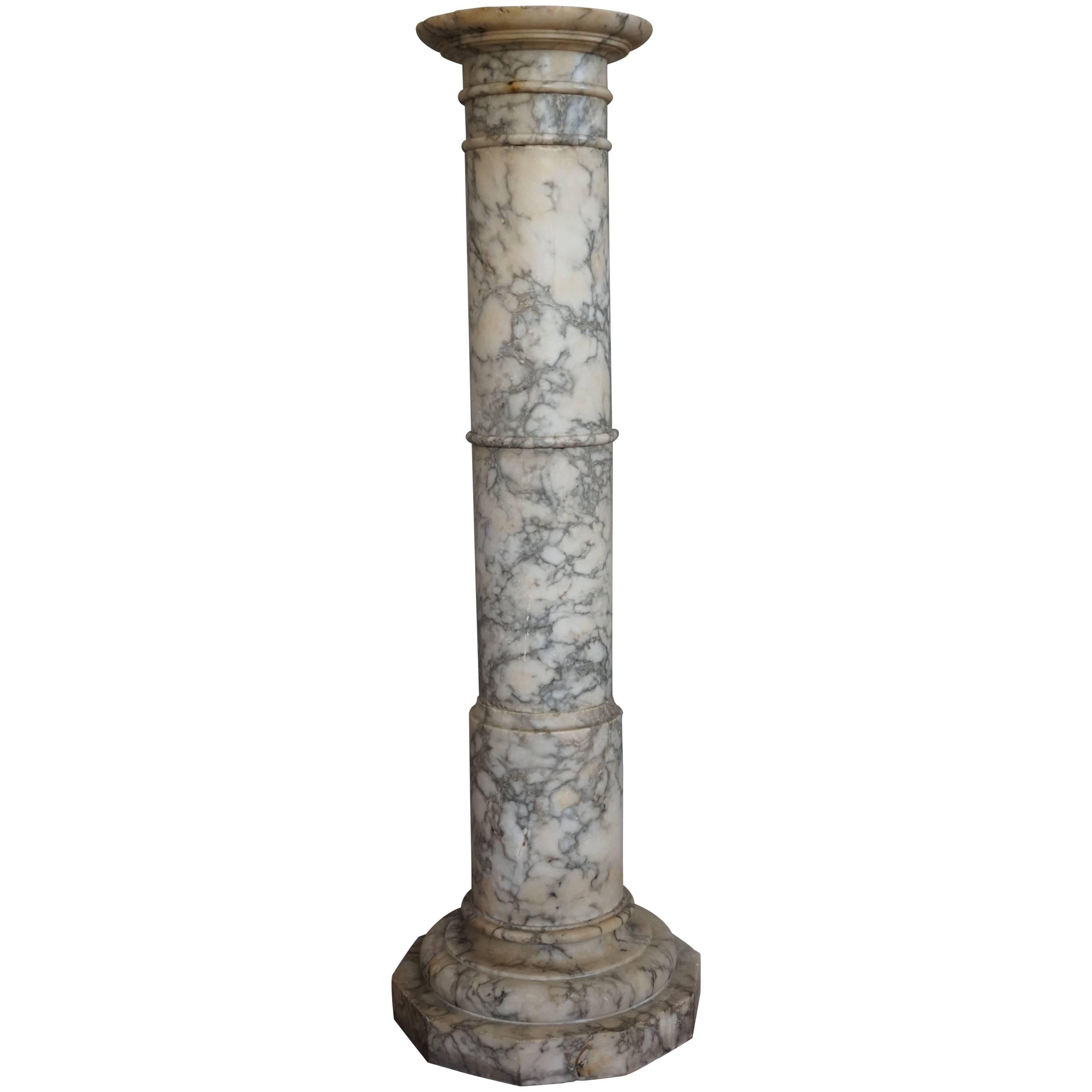 Stylish and Adjustable Late 19th Century Italian, Alabaster Column Pedestal