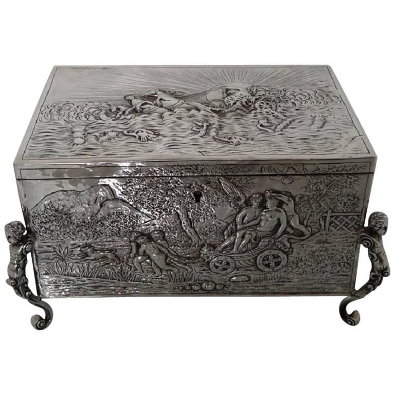 Large 19th Century Antique German Jewelry Casket, circa 1880