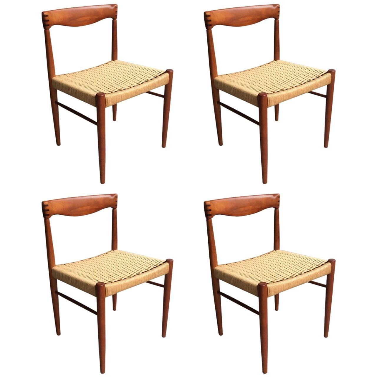 Danish Mid-Century Teak Dining Chairs, H. W. Klein for Bramin 1960s, Set of Four For Sale
