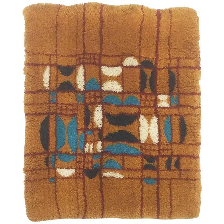Vintage 1970s Modernist Cotton Wool Wall Rug Object Made in Germany For
