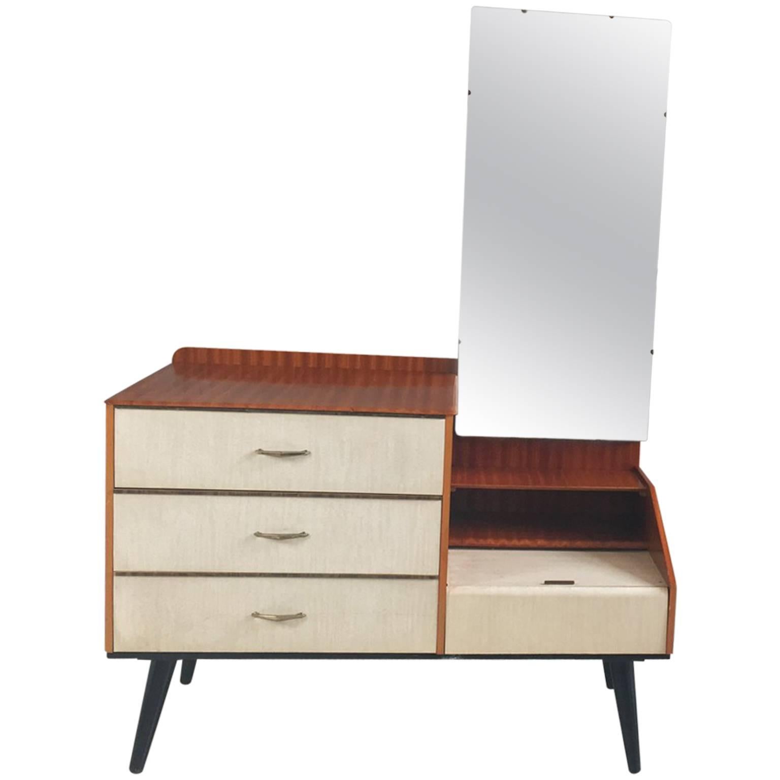 Vintage 1960s Mid-Century Chest of Drawers or Dressing Table Full Length Mirror For Sale
