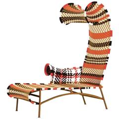 Shadowy Chaise Longue for Outdoors Handwoven in Senegal