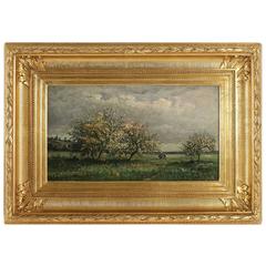 Landscape Apple Trees, Oil on Panel Signed by Frederik Church, circa 1880