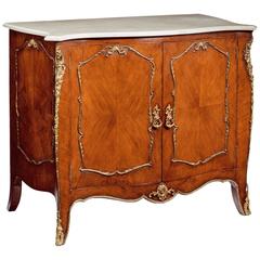 Quality Shaped Kingwood and Marble Side Cabinet