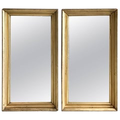 Pair of Hollywood Regency Gold Gilt Mirrors, Mid 20th Century