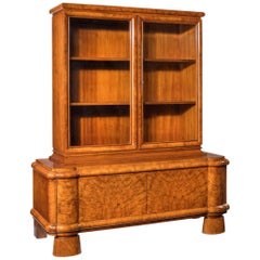 Fine Quality Walnut Art Deco Bookcase