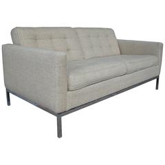 Florence Knoll for Knoll International Chrome and Upholstered Loveseat