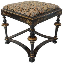 Chinoiserie Lacquer William and Mary Style Stool or Tabouret