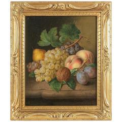 Oil on Canvas Late 19th Century Fruits on a Marble Ledge Sign by Couder