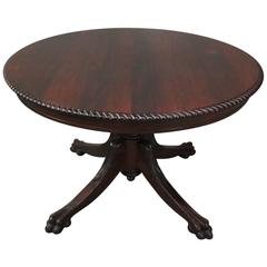 Antique Classical Carved Mahogany Tilt Top Table, Acanthus Legs with Paw Feet