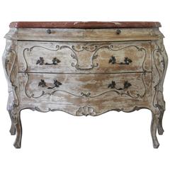 20th Century Louis XV Style Marble-Top Bombe Chest