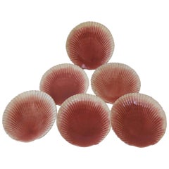 Set of Six Majolica Shell Coral Plates Sarreguemines, circa 1880