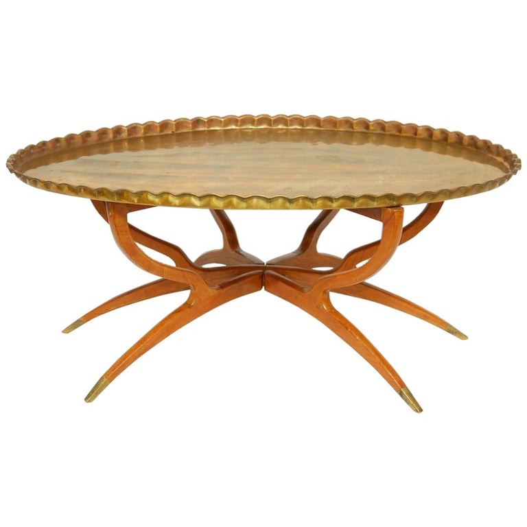 MidCentury Moroccan Folding Brass Oval Tray Table at 1stDibs oval
