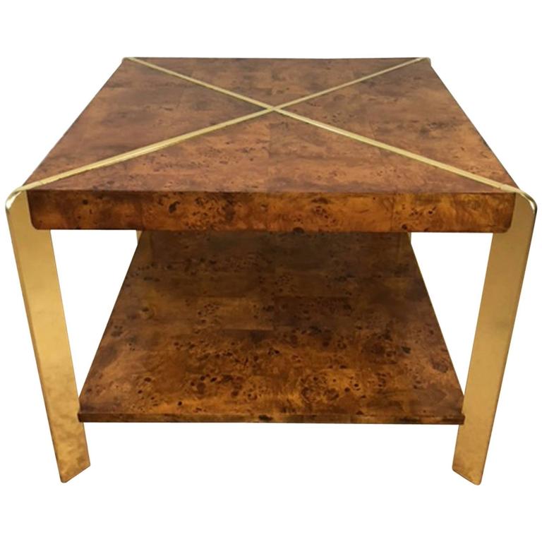 Milo Baughman Four Tier Smoke Glass And Brass Swivel
