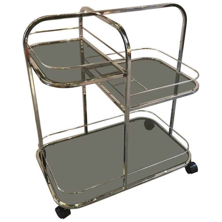 Chrome and Smoked Glass Beverage Cart For Sale at 1stDibs beverage