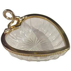 Mid-Century Modern Crystal Bowl with Silver Snake Bruckmann Sons