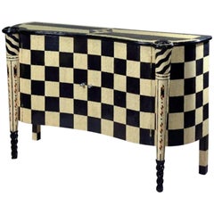 20th Century Rare Italian Cabinet in Checkerboard Pattern Ash Wood and Ebony