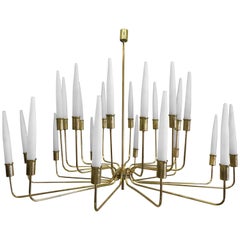 Large Italian Mid-Century Modern Neoclassical Multi-Tier Chandelier by Stilnovo