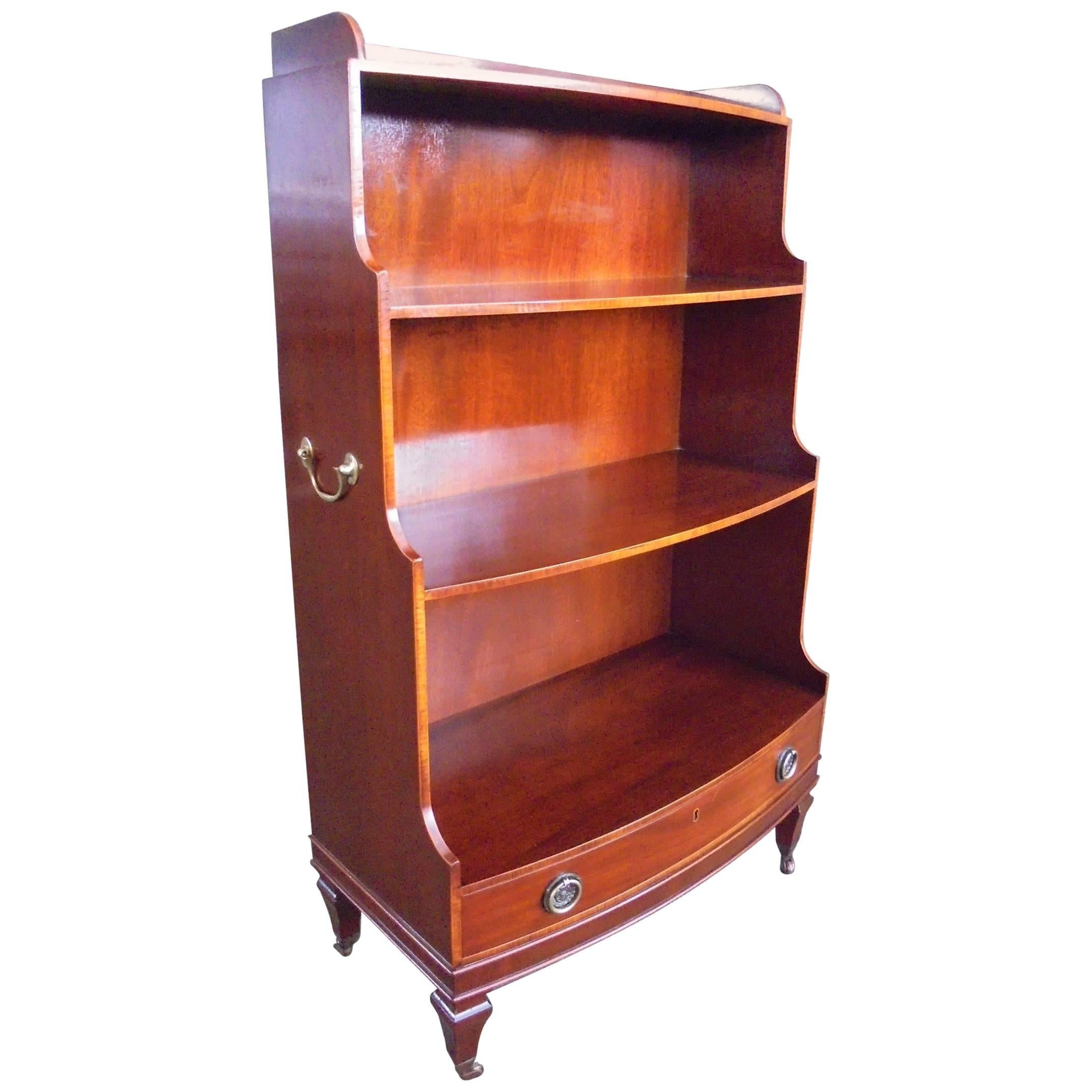 Antique Mahogany Waterfall Open Bookcase For Sale