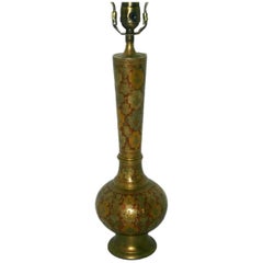 Hammered and Enameled Brass Lamp