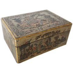 Antique Chinese Export Silver Lacquer Tea Caddy, circa 1800