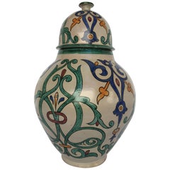 Moroccan Handcrafted Ceramic Lidded Urn from Fez with Moorish Design 5
