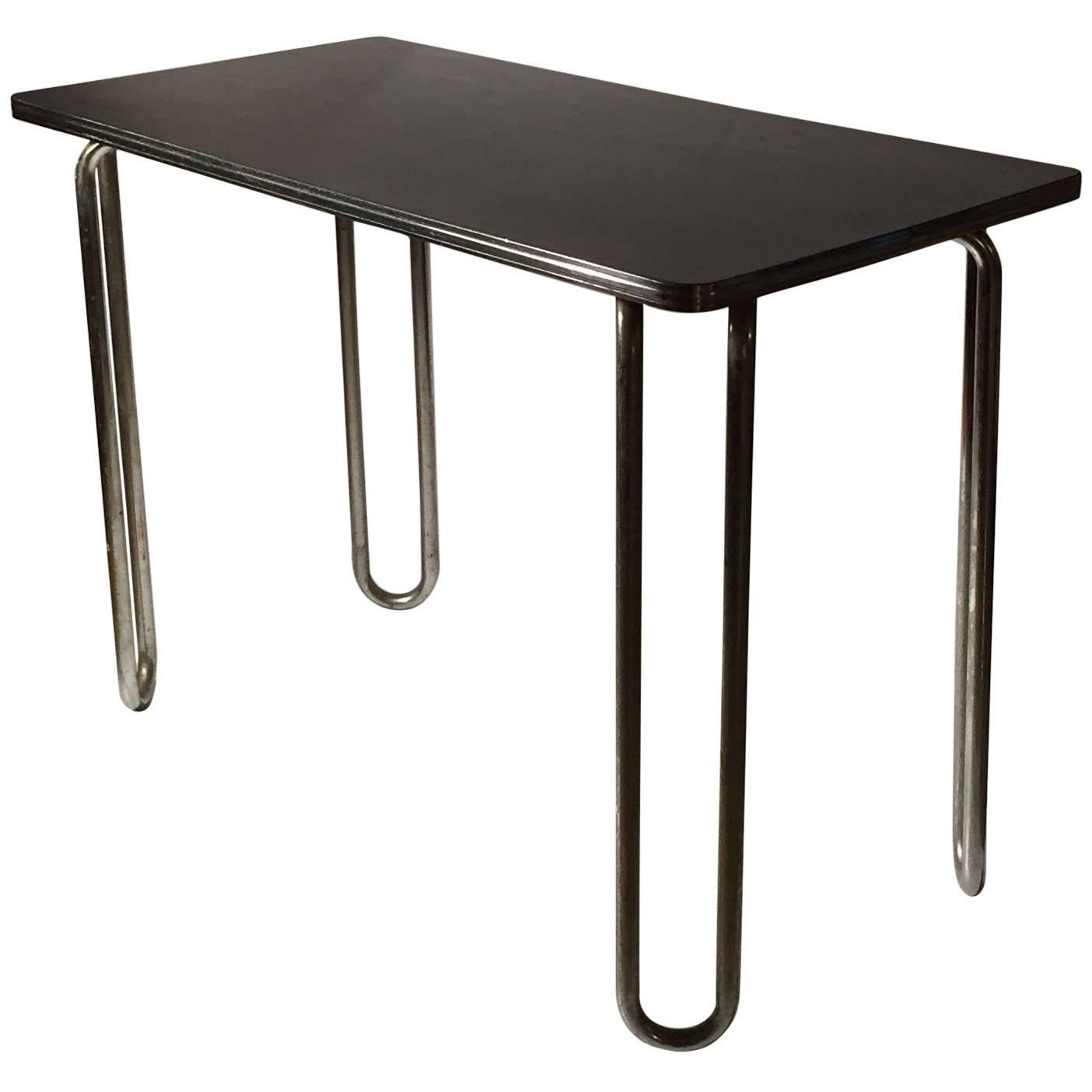 Table console ou petit bureau tubulaire Art déco par Royal Chrome en vente