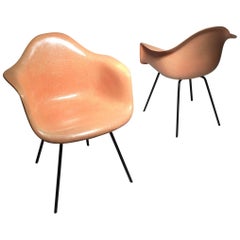 Early Pair of Charles Eames Shell Chairs in Beautiful Light Coral