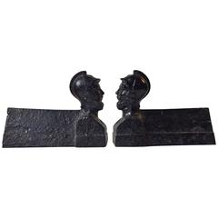 Pair of Antique French Cast Iron Figural Firedogs, Andirons, Early 19th Century 6