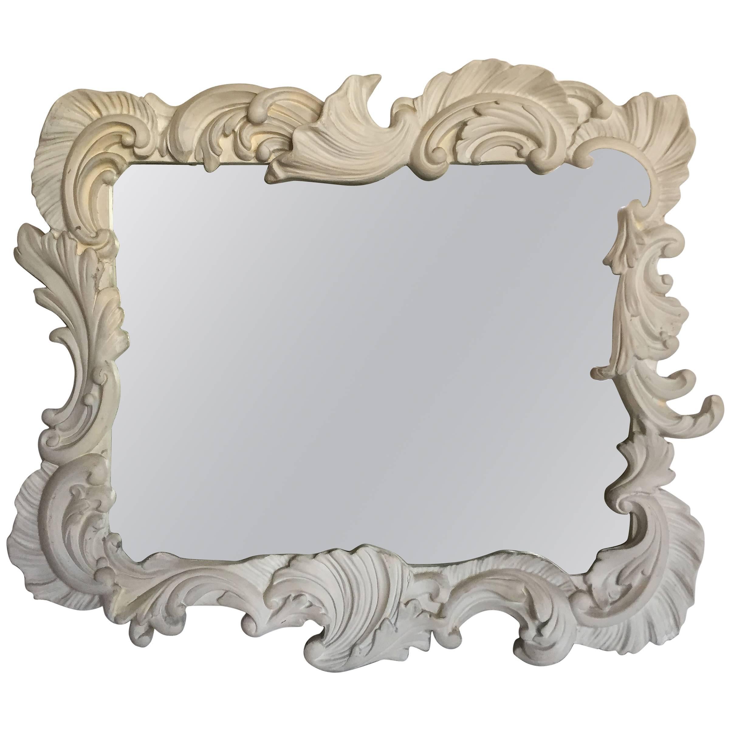 Fabuleux grand miroir vintage en plâtre à la manière de Dorothy Draper en vente