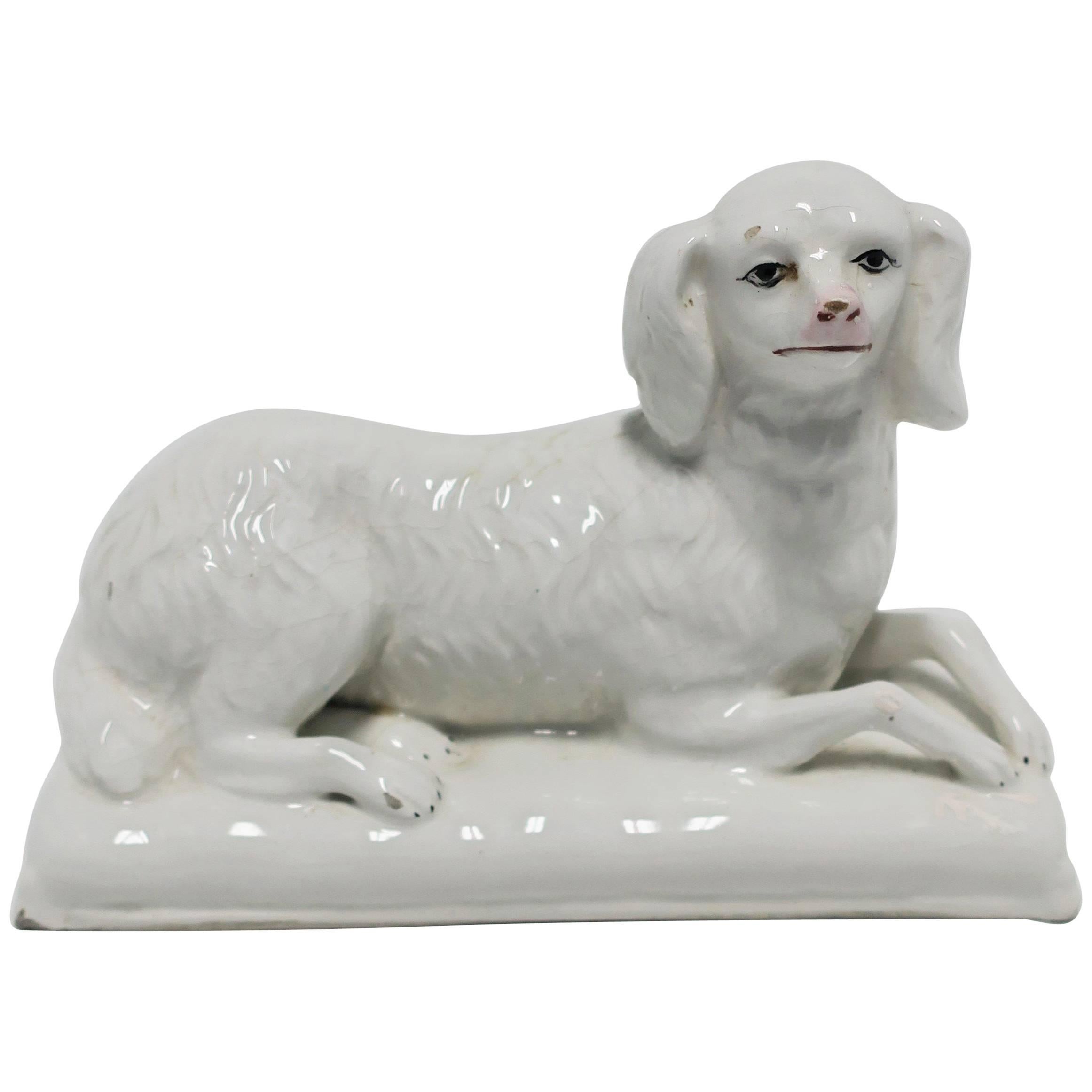 Italian White Porcelain Dog Sculpture Decorative Object 2