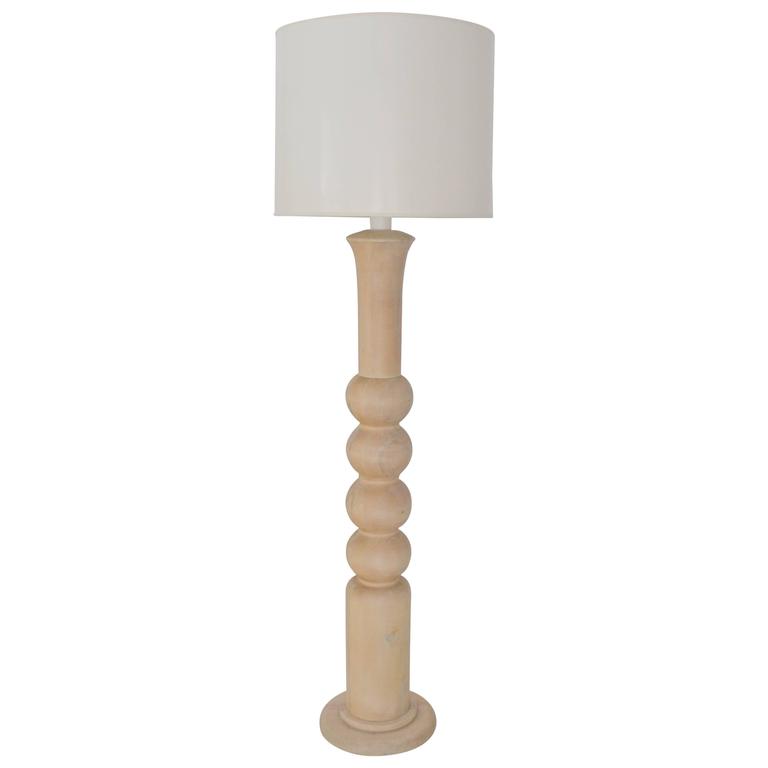 Mid Century Turned Wood Candlestick Floor Lamp