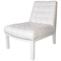 Contemporary Tufted Leather Slipper Chair