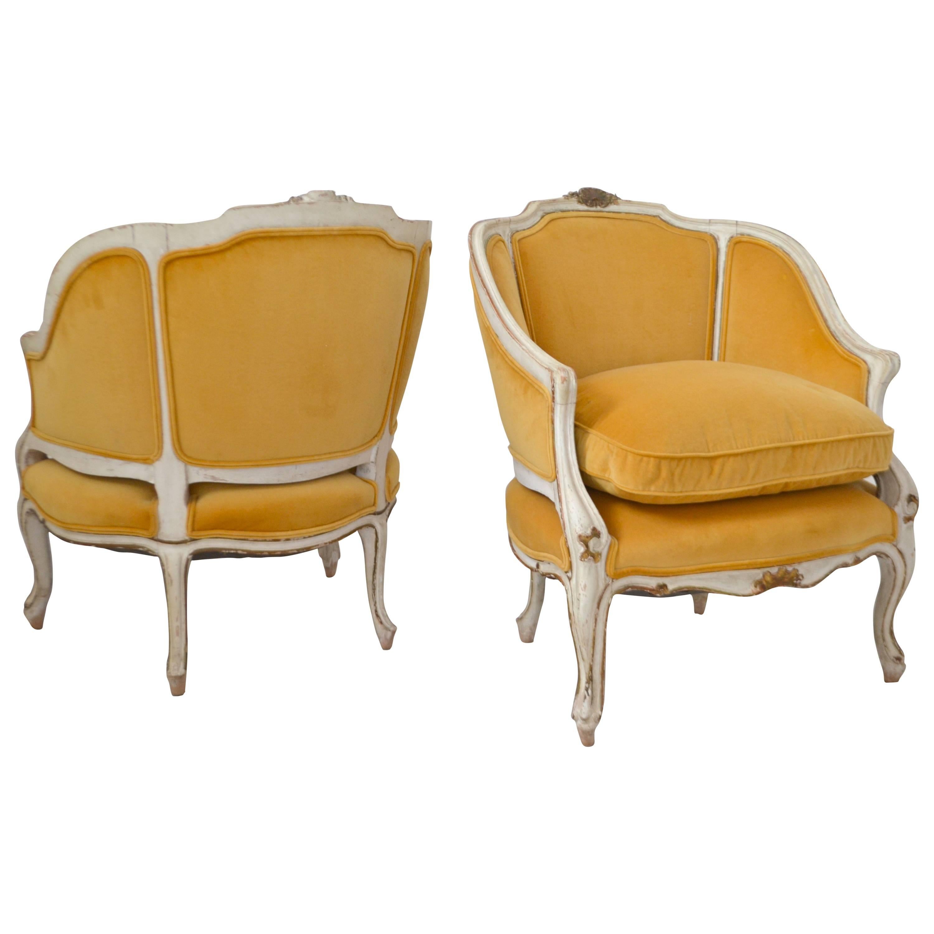 Pair of French Louis XV Style Bergere Chairs