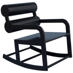 Waka Waka Contemporary Black Lacquered Double Cylinder Back Accent Rocking Chair