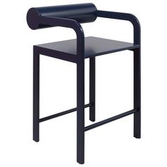 Waka Waka Contemporary Indigo Blue Lacquer Cylinder Back Accent High Armchair 4